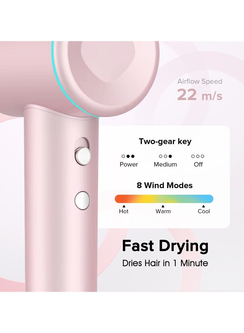 Weirdo Weirdo Hair Dryer - Fast Hair Drying in 1 Minutes - 110,000 RPM High-Speed Motor - Tri-Color LED Ring, Clear Temperature Indication - Powerful Air Flow 22m/s - 8 Wind Modes - Portable Hair Dryer  - Image 5