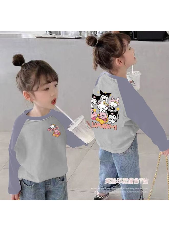 Girls' Long-sleeve T-shirt, Spring And Autumn, Pure Cotton, New Stylish Children's Base Shirt, Top, Autumn Inner Wear