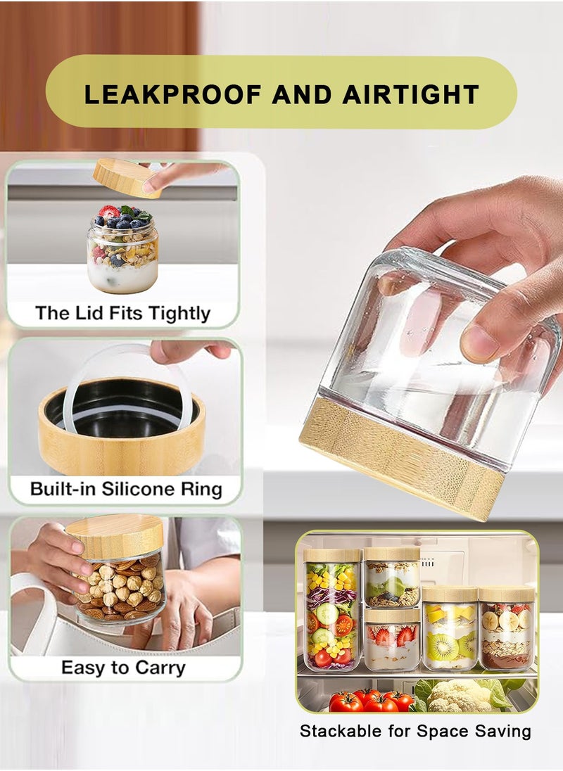 HomarKet 6-pack 10oz/300ml Glass jars with Airtight Lids, Overnight Oats Containers with Bamboo Lids, Wide mouth Mason Salad jars, Glass Food Storage Containers with 1PCS Spoon,1PCS Pen and 8PCS Chalkboard Labels for Snacks Yogurt Spice Sugar  - Image 3