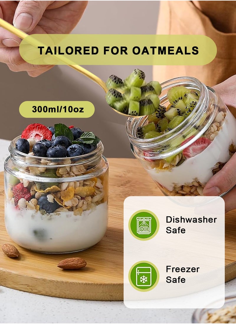 HomarKet 6-pack 10oz/300ml Glass jars with Airtight Lids, Overnight Oats Containers with Bamboo Lids, Wide mouth Mason Salad jars, Glass Food Storage Containers with 1PCS Spoon,1PCS Pen and 8PCS Chalkboard Labels for Snacks Yogurt Spice Sugar  - Image 4