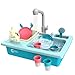 CUTE STONE Color Changing Kitchen Sink Toys Children Electric Dishwasher Playing Toy with Running Water Upgraded Faucet Automatic Water Cycle System Play House Pretend Role Play Toys for Boys Girls - Image 4