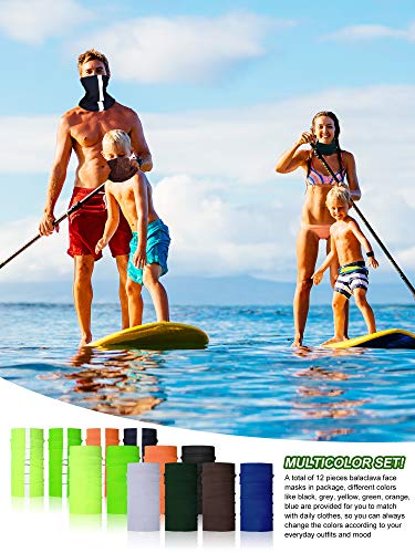 Satinior 12 Pieces Balaclava Face Mask Headbands Colorful Headwear Scarf UV Protection Neck Gaiter with Reflective Tape for Women Men Outdoor Sports - Image 5