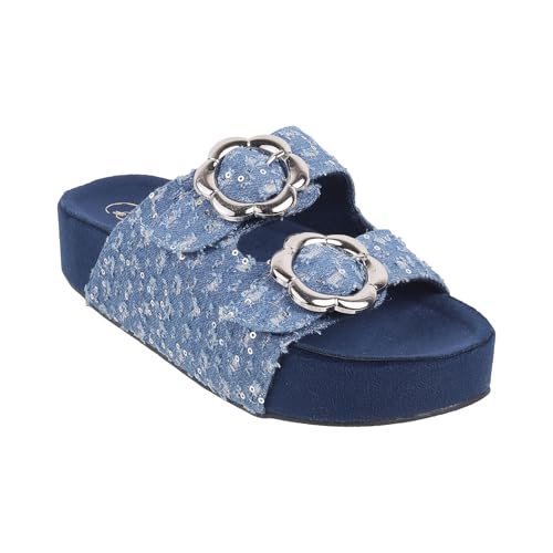 Catwalk Women Stylised Open Back Platforms | For Women & Girls (BLUE,6 UK) - Image 1