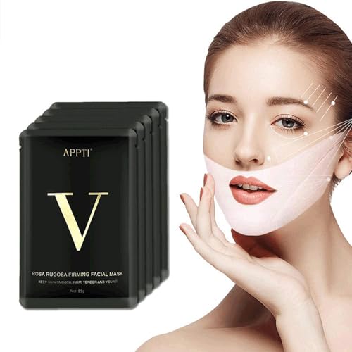 APPTI Double V Shape Chin Reducer Face Lifting Mask, Firming Tightening Facial Masks Chin Up Patch V Line Lifting Mask for Women Men Face and Neck Slimmer 5 Pieces - Image 1