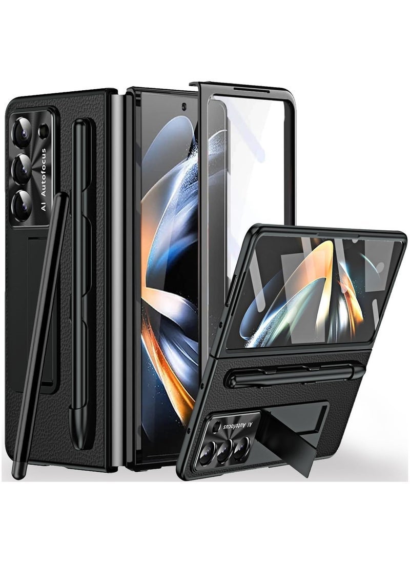 general Compatible with Samsung Galaxy Z Fold 5 Case with Pen, [Screen Protector] [Pen Holder] PU Leather + PC Frame Anti-Drop Full Coverage Protective Phone Case Cover for Z Fold 5 5G - Image 1
