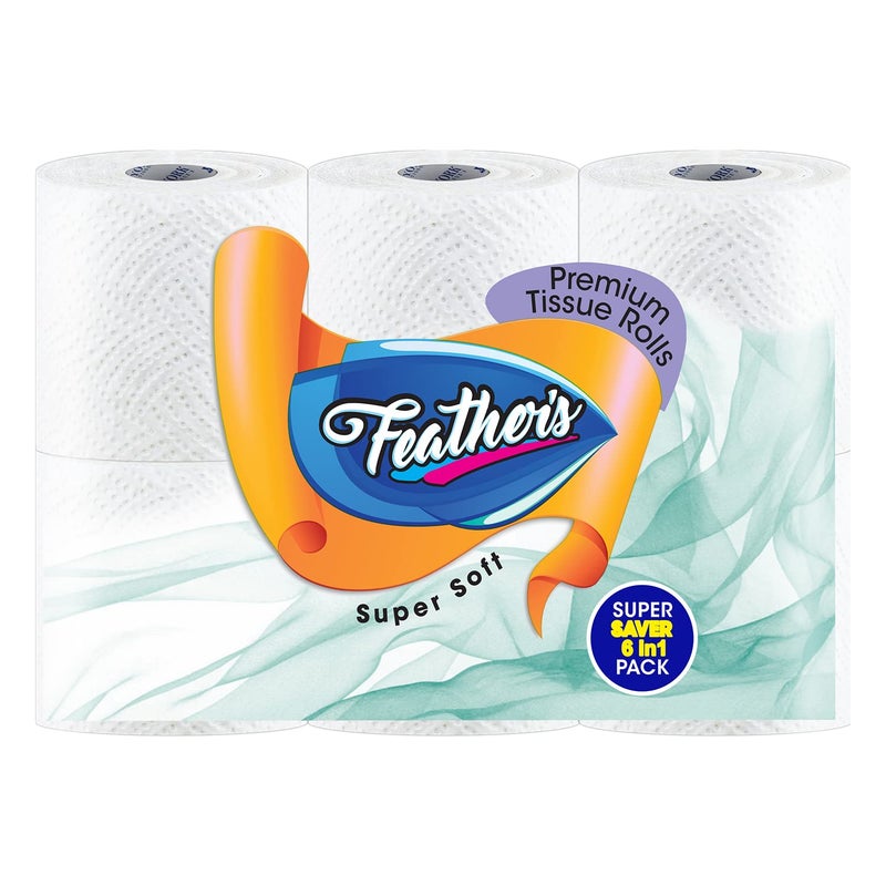 Feather's Smartchoice 2 Ply Toilet Tissue Roll Ultra-soft with 1440 Pulls (6 in1 Saver Pack Tissue Roll in 1 Pack) - Image 1