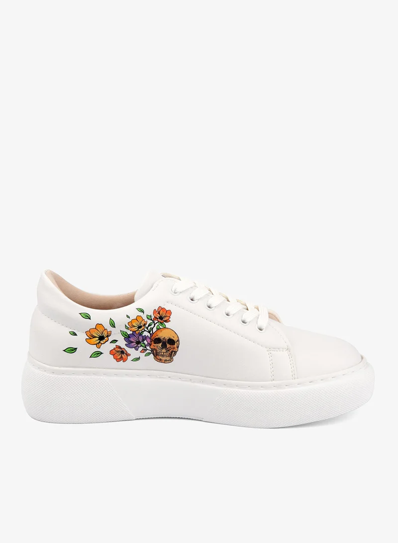 Mumka Skull and Flowers Sneakers