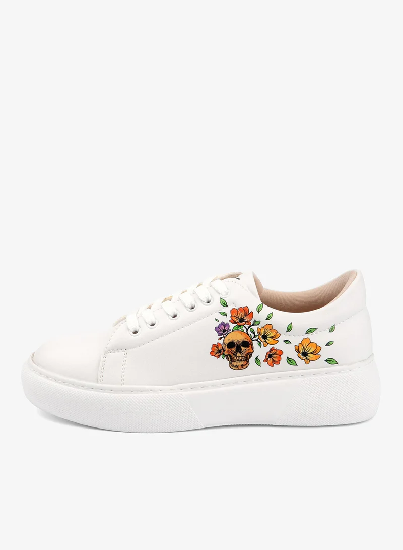 Mumka Skull and Flowers Sneakers