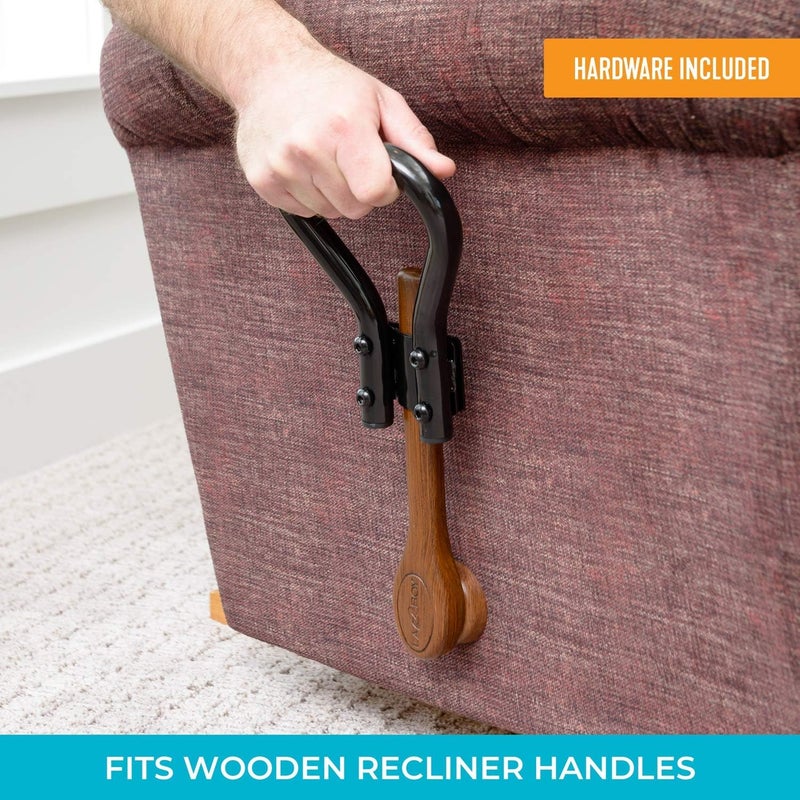 Stander Recliner Lever Extender, Oversized Grip Handle Adapter for Adults, Seniors, and Elderly, Extension Handle with Large Ergonomic Curve Grab Bar, Compatible with Wooden Recliner Handles - Black - Image 4