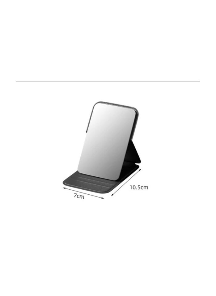 Generic Three Pieces Portable PU Leather Mirror, Folding Desktop Makeup Mirror with Adjustable Stand for Dressing Table, Office, Travel (White Pink Black)  - Image 5