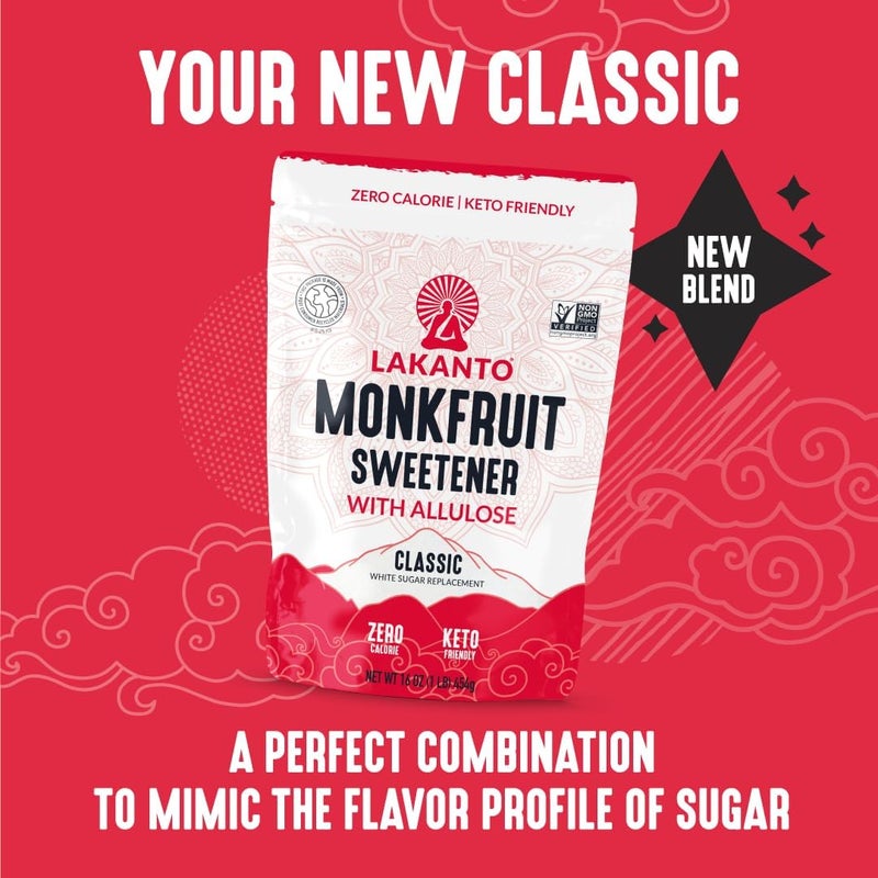 Lakanto Classic Monk Fruit Sweetener with Allulose - Zero Calorie White Sugar Substitute, 3 LB Bag - Image 3