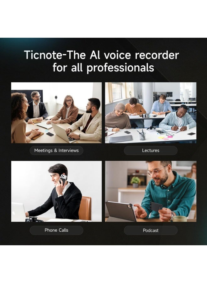 Mobvoi TicNote Obsidian AI Voice Recorder – 64GB Memory, AI Transcription & Summarization, App Control, 120+ Languages, Digital Audio Recorder w/Case for Lectures, Meetings, Interviews, Calls - Image 5