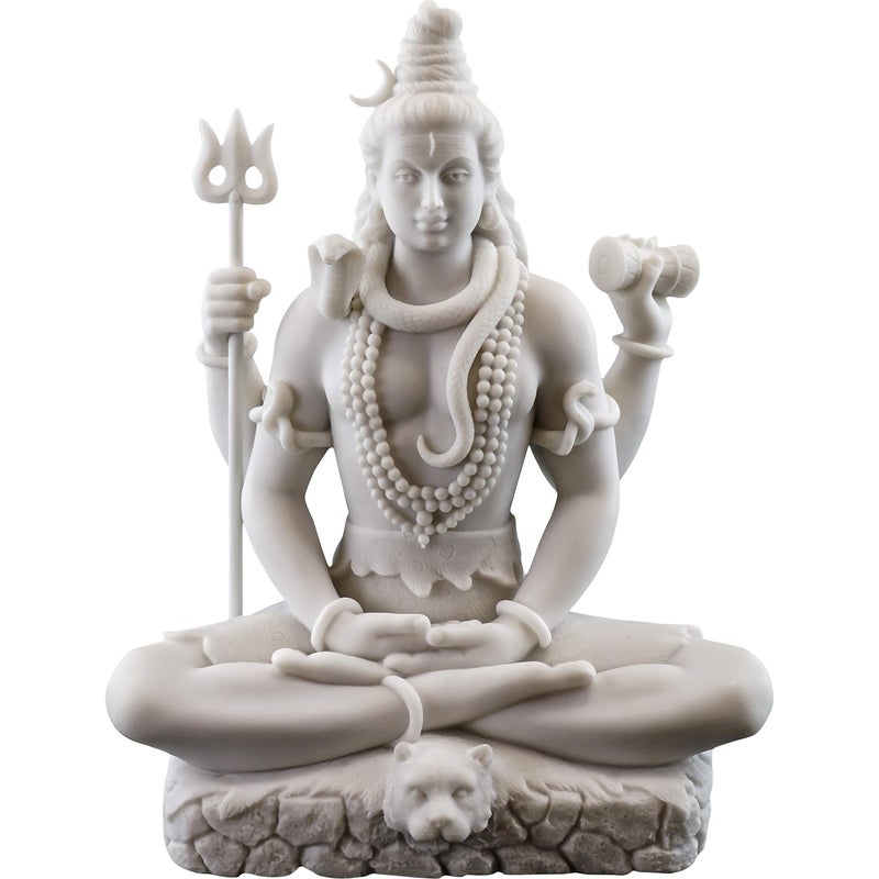 Top Collection Shiva Statue in Padmasana Lotus PoseHindu God of Destroying Evil Ignorance and Death Sculpture  Collectible New Age Hinduism Figurine White Marble