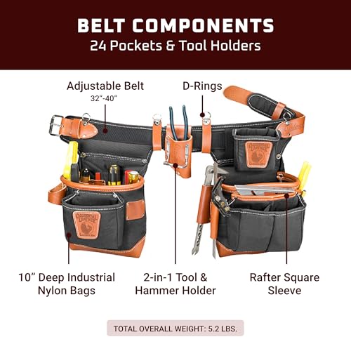 Occidental Leather Adjust-to-Fit FatLip Tool Bag Set - Black, Left Hand - 24 Pockets & Tool Holders - Made in USA - Image 3