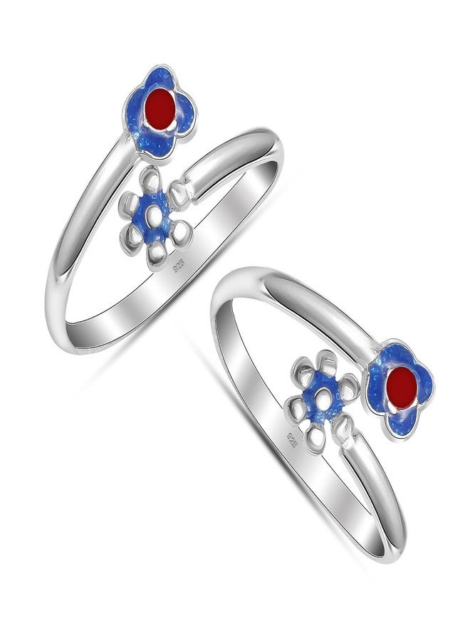 LeCalla 925 Sterling Silver Toe Ring for Women | BIS Hallmarked Adjustable Enamel Flower Toe Ring | Elegant and Comfortable Toering jewelry Gift | Anniversary Birthday Wedding Gifts - Image 3