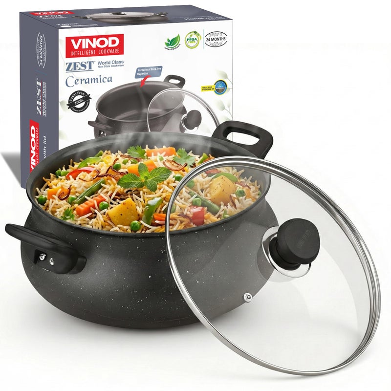 Vinod Nonstick Handi with Lid - 6.5 Litres | 3mm Heavy Bottom Stick Free Biryani Pot | Ceramic Cookware for Healthy Cooking | Gas & Induction Friendly | Metal Spoon Safe | 24 Months Warranty - Image 1