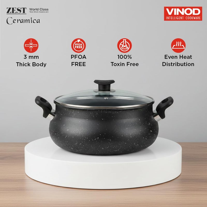 Vinod Nonstick Handi with Lid - 6.5 Litres | 3mm Heavy Bottom Stick Free Biryani Pot | Ceramic Cookware for Healthy Cooking | Gas & Induction Friendly | Metal Spoon Safe | 24 Months Warranty - Image 5