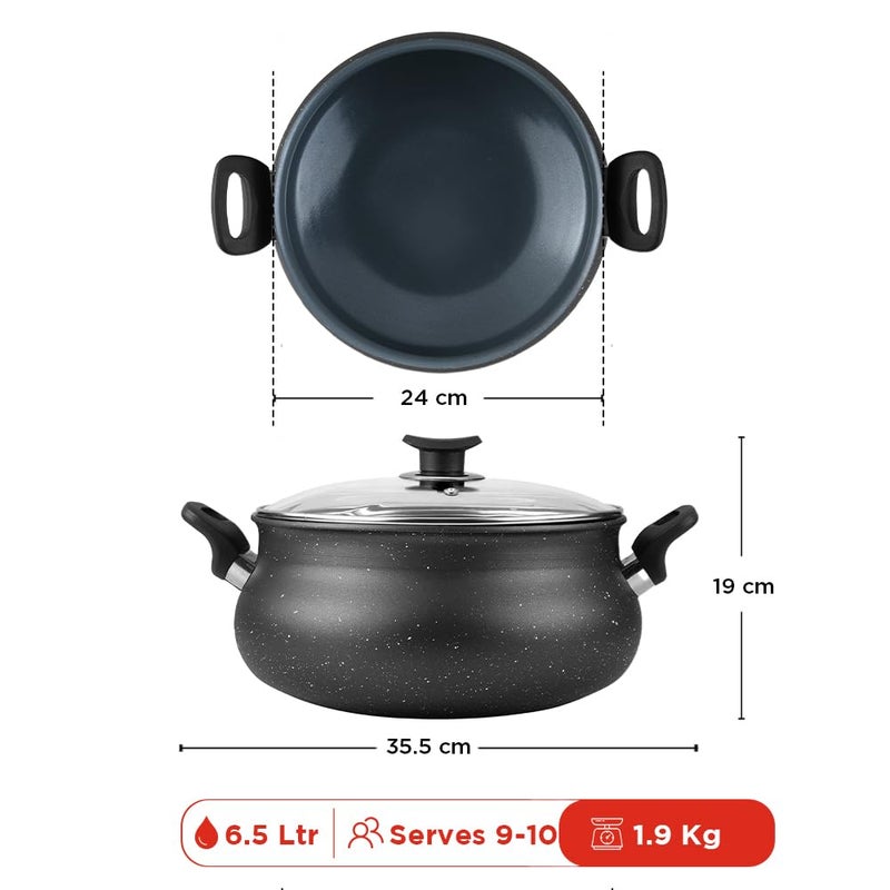 Vinod Nonstick Handi with Lid - 6.5 Litres | 3mm Heavy Bottom Stick Free Biryani Pot | Ceramic Cookware for Healthy Cooking | Gas & Induction Friendly | Metal Spoon Safe | 24 Months Warranty - Image 2