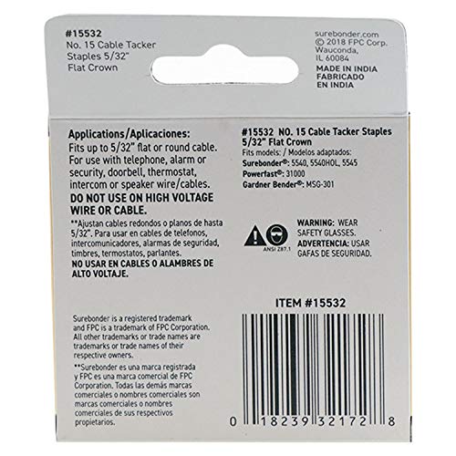 Surebonder #15 Flat Crown Cable Tacker Staples - 630 ct. - Image 2