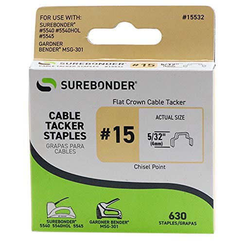 Surebonder #15 Flat Crown Cable Tacker Staples - 630 ct. - Image 4