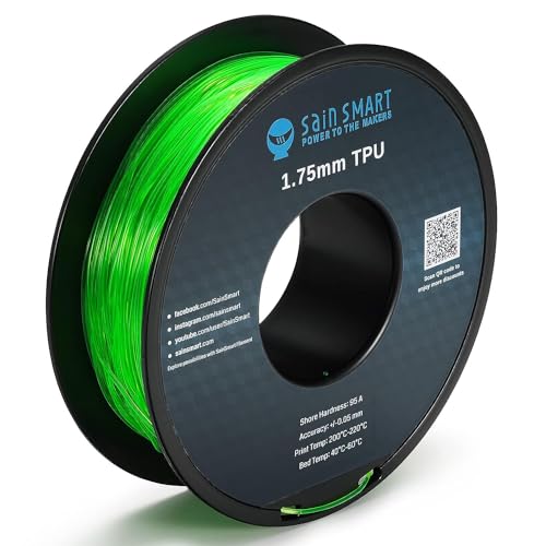 SainSmart خيوط الطباعة ثلاثية الأبعاد TPU مرنة خضراء من SainSmart، 1.75 مم، 0.8 كجم، دقة أبعاد +/- 0.05 مم - Image 1