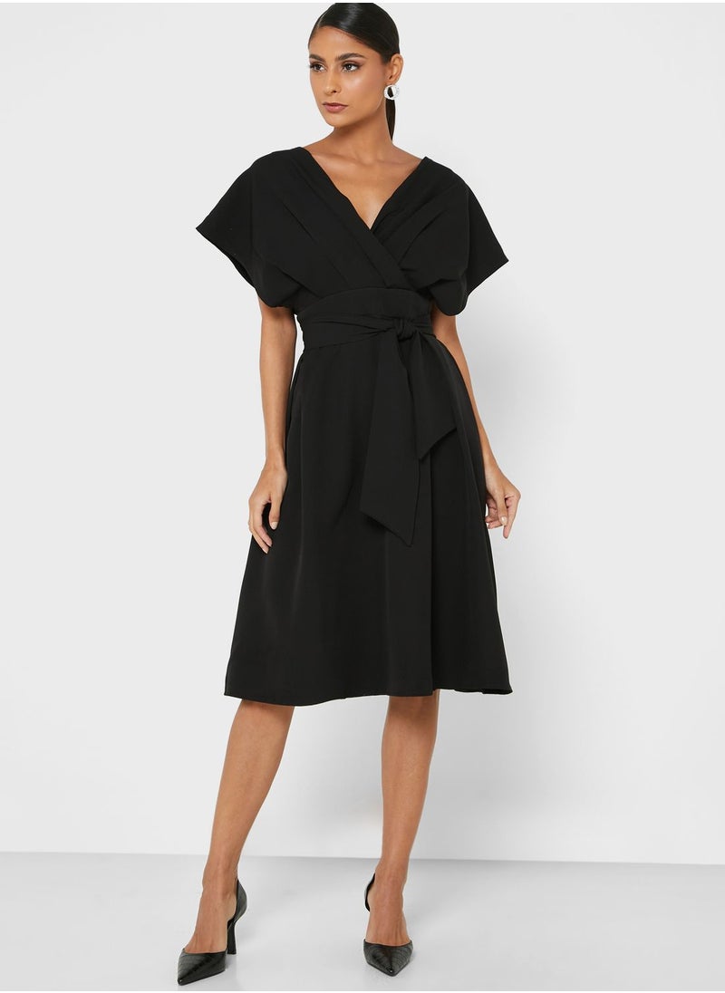 Ella Limited Edition Surplice Detail Belted Dress  - Image 2