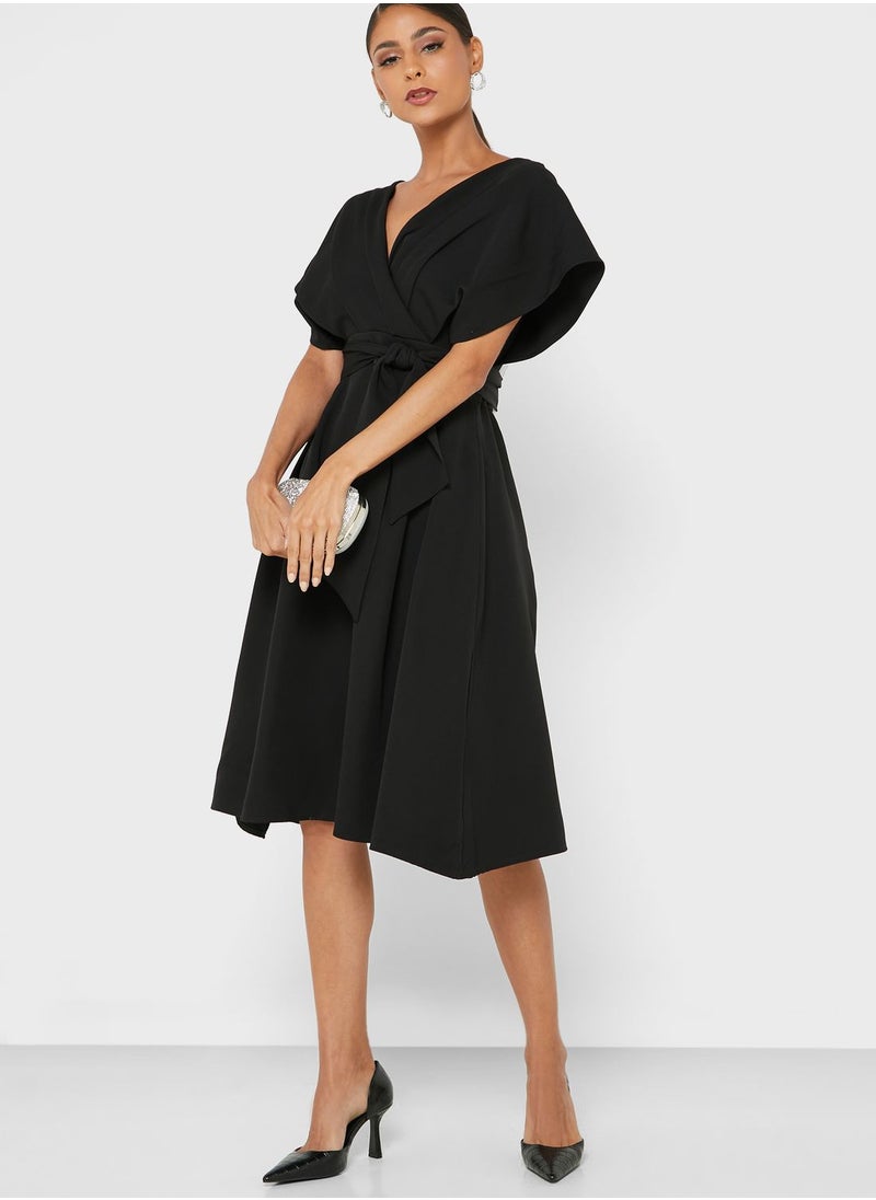 Ella Limited Edition Surplice Detail Belted Dress  - Image 1