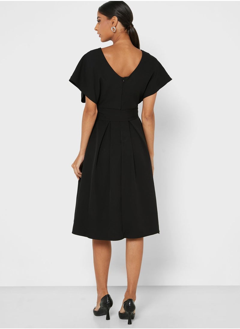 Ella Limited Edition Surplice Detail Belted Dress  - Image 4