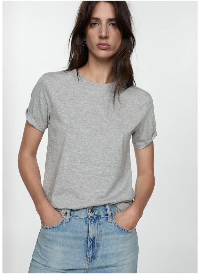 MANGO - Short-Sleeved Crew Neck Cotton T-Shirt - Image 1