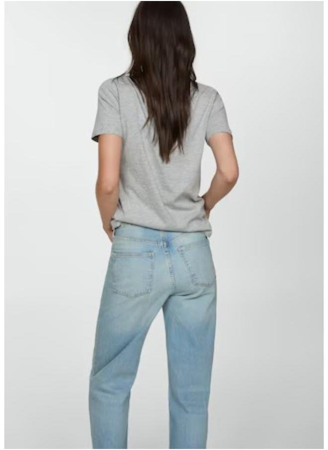 MANGO - Short-Sleeved Crew Neck Cotton T-Shirt - Image 1