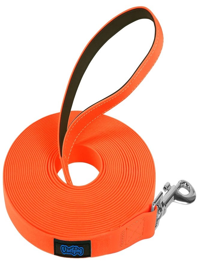 Vivifying Waterproof Dog Leash, 32FT Dog Training Lead Durable PVC Coated Webbing Long Leash with Soft Handle for Camping, Backyard Playing, Beach and Lake(Orange) - Image 1