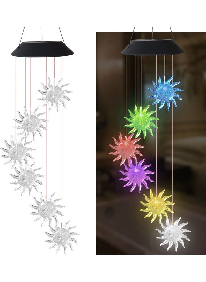 NIBEMINENT LED Sun Style Solar Wind Chime Lamp Multicolour 75cm  - Image 1