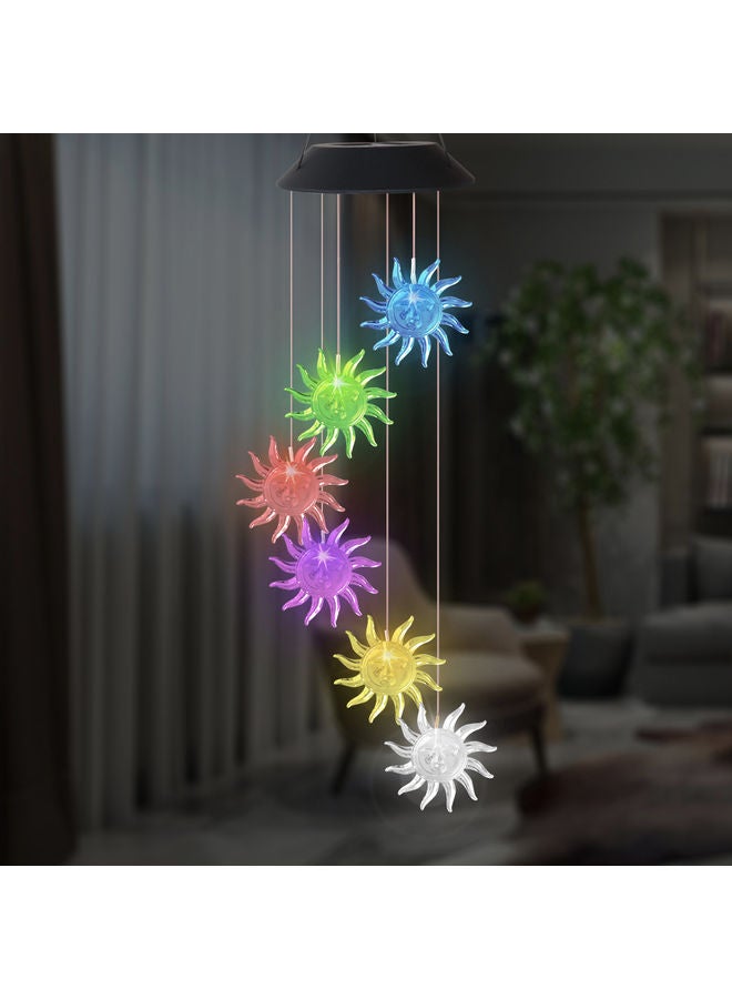 NIBEMINENT LED Sun Style Solar Wind Chime Lamp Multicolour 75cm  - Image 4