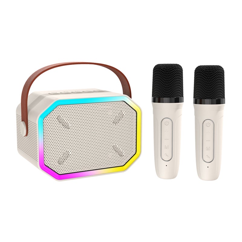 Bluetooth Speaker: Portable Compact White Device - 6W High-Definition Audio Colorful Rhythm Light Effects Karaoke System for Outdoor Music Home Entertainment - Image 1