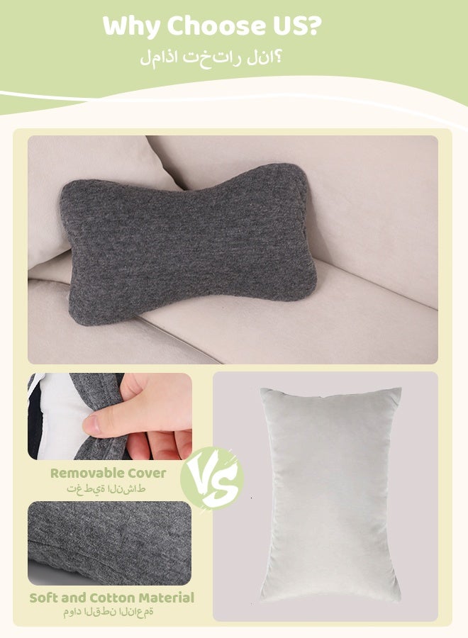النوم مع وسادة صغيرة، وسادة الرقبة ودعم الخصر، وسادة السفر للطائرات والسيارات والمكاتب والمنزل، وسادة صغيرة قابلة للغسل على الجانب النائم، رمادي داكن - 1 - Image 3