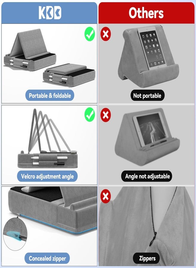 كي دي دي حامل وسادة للأجهزة اللوحية من KDD، حامل متعدد الزوايا للآيباد، مناسب للحضن والسرير والمكتب، قاعدة قابلة للطي ناعمة مع حامل للقلم، متوافق مع آيباد برو 12.9، 10.5، 11، آيباد إير، آيباد ميني، الهواتف، الكتب، قارئات الكتب الإلكترونية. - Image 4