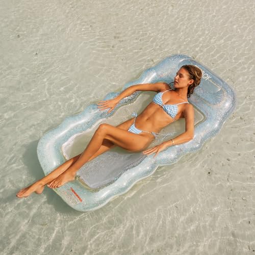 FUNBOY Giant Inflatable Luxury Blue Glitter Mesh Lounger Water Hammock Pool Float, Perfect for a Summer Pool Party Large - Image 4
