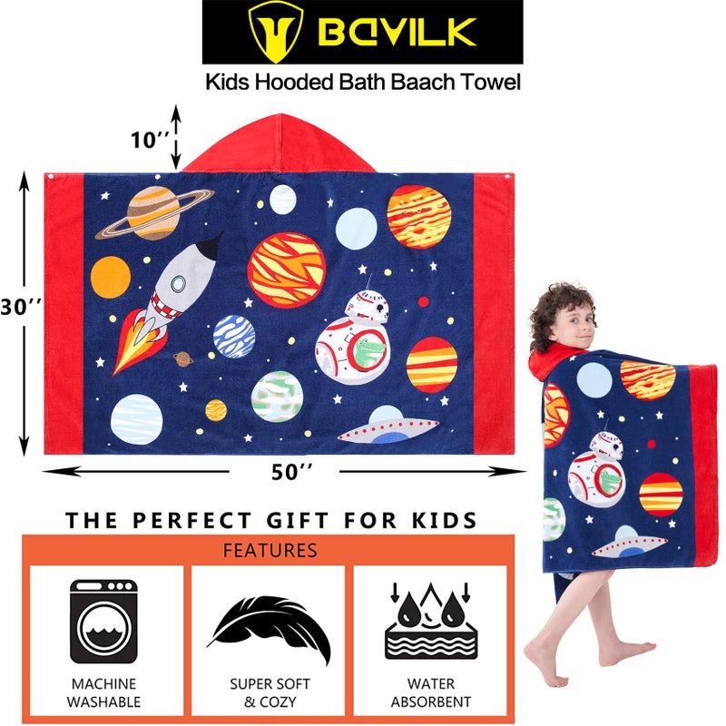 Bavilk Kids Bath Towels, Kids Towel Girls Boys Hooded Beach,Bathroom,Pool Swim Towels 30 Ã— 50 INCH Large Size Ultra Absorbent Cute Cartoon Animal Full Vitality 100% Cotton Wearable Wrap for Child - Image 5