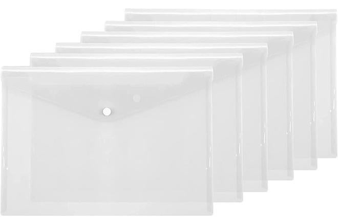 أغلفة بولي بلاستيكية 6 حزم شفافة مجلد A4 حقائب ملف شفافة مقاومة للماء منظمي المستندات لأدوات قرطاسية المستندات تنظيم المدرسة ومستلزمات المكتب - Image 1