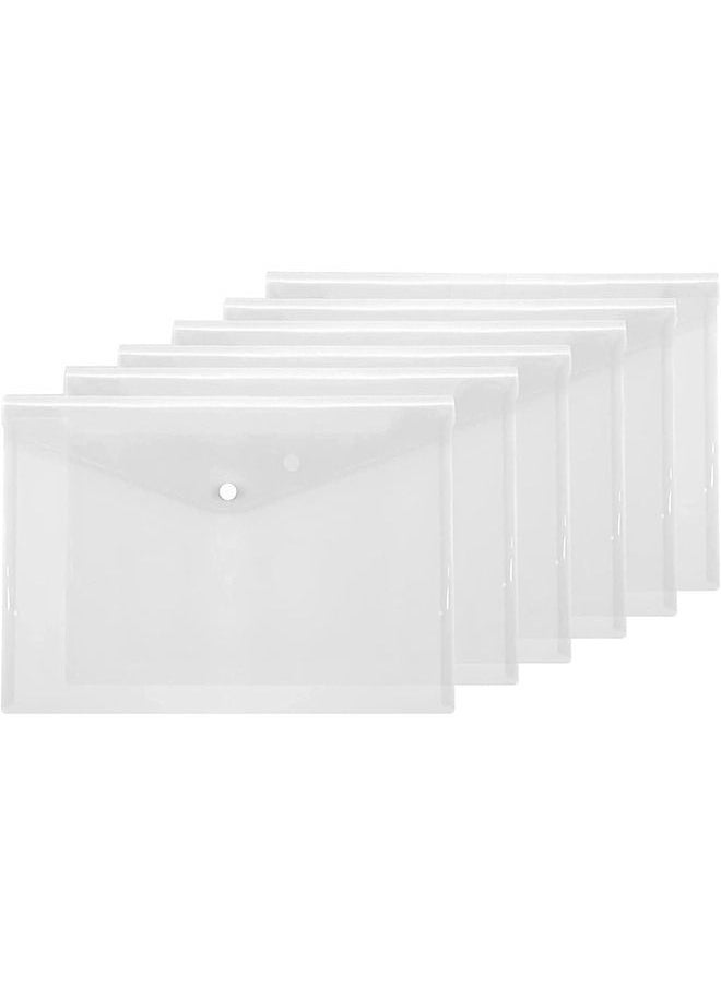 Generic Plastic Poly Envelopes 6 Pack Transparent A4 folder Waterproof Clear File Bags Document Organizers for Document Stationery Tools Organization School and Office Supplies  - Image 1