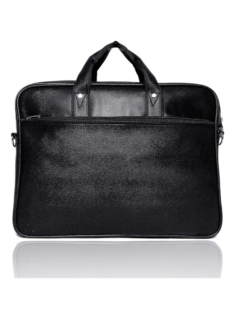 بجنيد أفضل حقيبة كمبيوتر محمول من الجلد الصناعي للرجال/النساء (أسود) C9H6 - Image 1