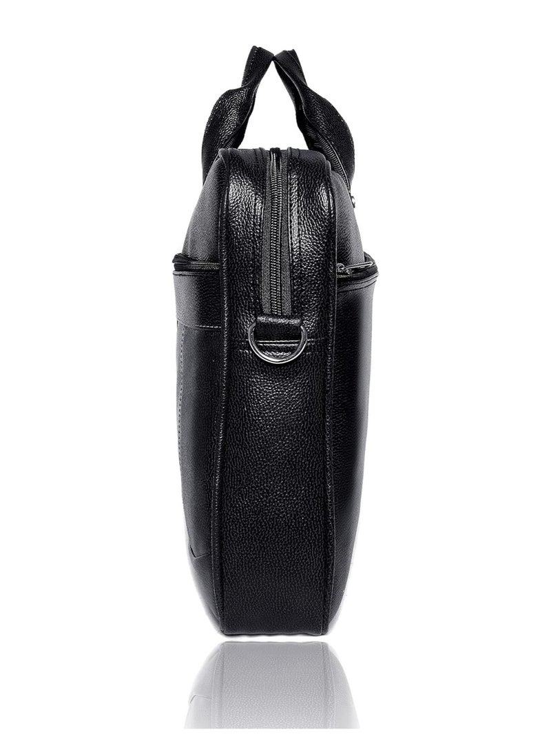 بجنيد أفضل حقيبة كمبيوتر محمول من الجلد الصناعي للرجال/النساء (أسود) C9H6 - Image 2