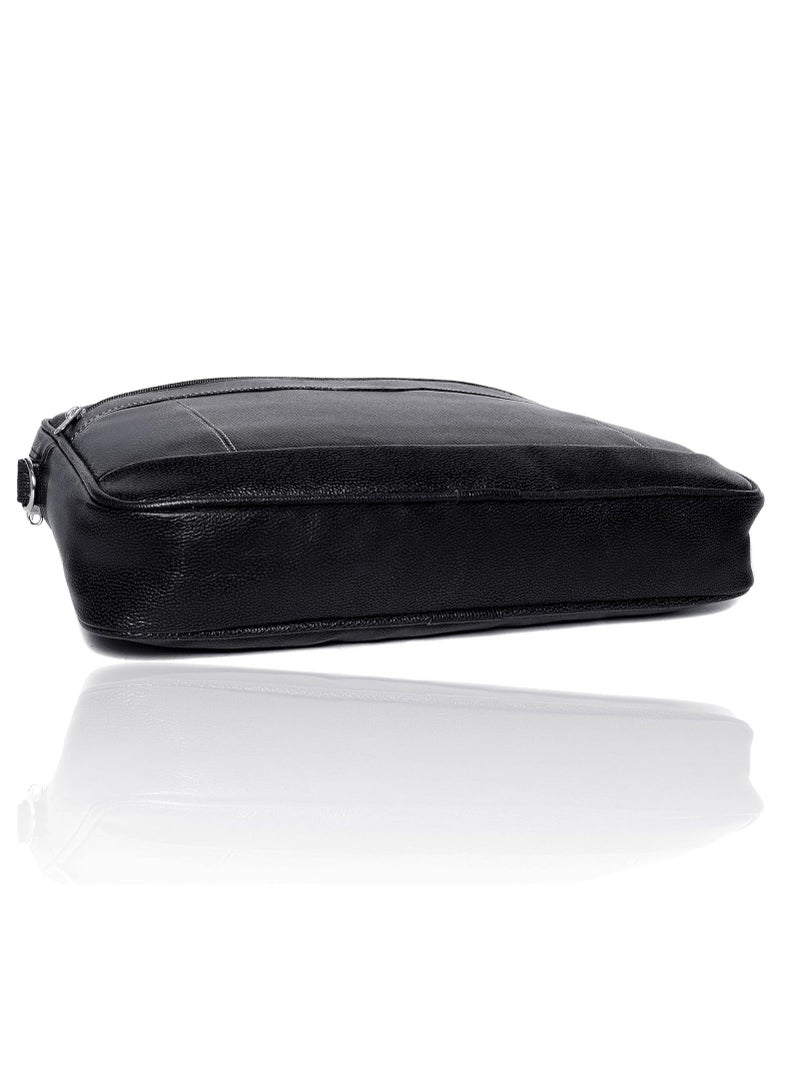 بجنيد أفضل حقيبة كمبيوتر محمول من الجلد الصناعي للرجال/النساء (أسود) C9H6 - Image 3