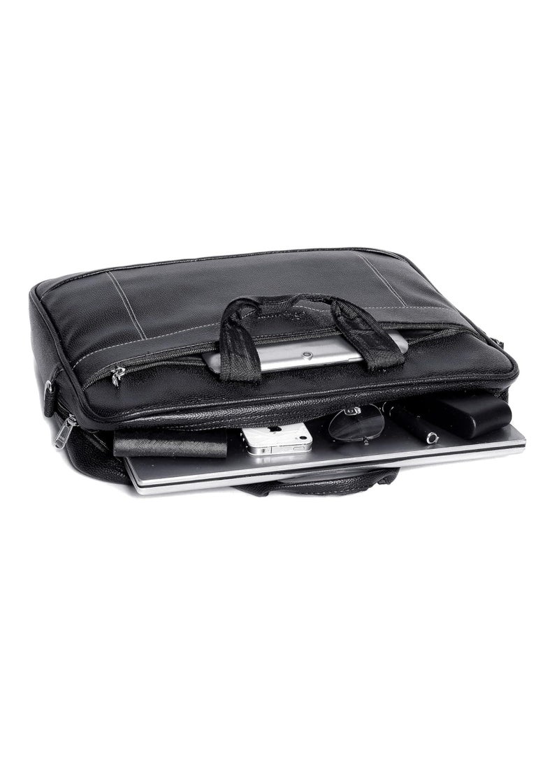 بجنيد أفضل حقيبة كمبيوتر محمول من الجلد الصناعي للرجال/النساء (أسود) C9H6 - Image 5