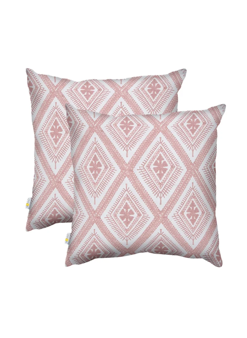 Donetella 2 Piece Embroidered Cushion Cover (45X45cm) Without Filler Pinkish Grey