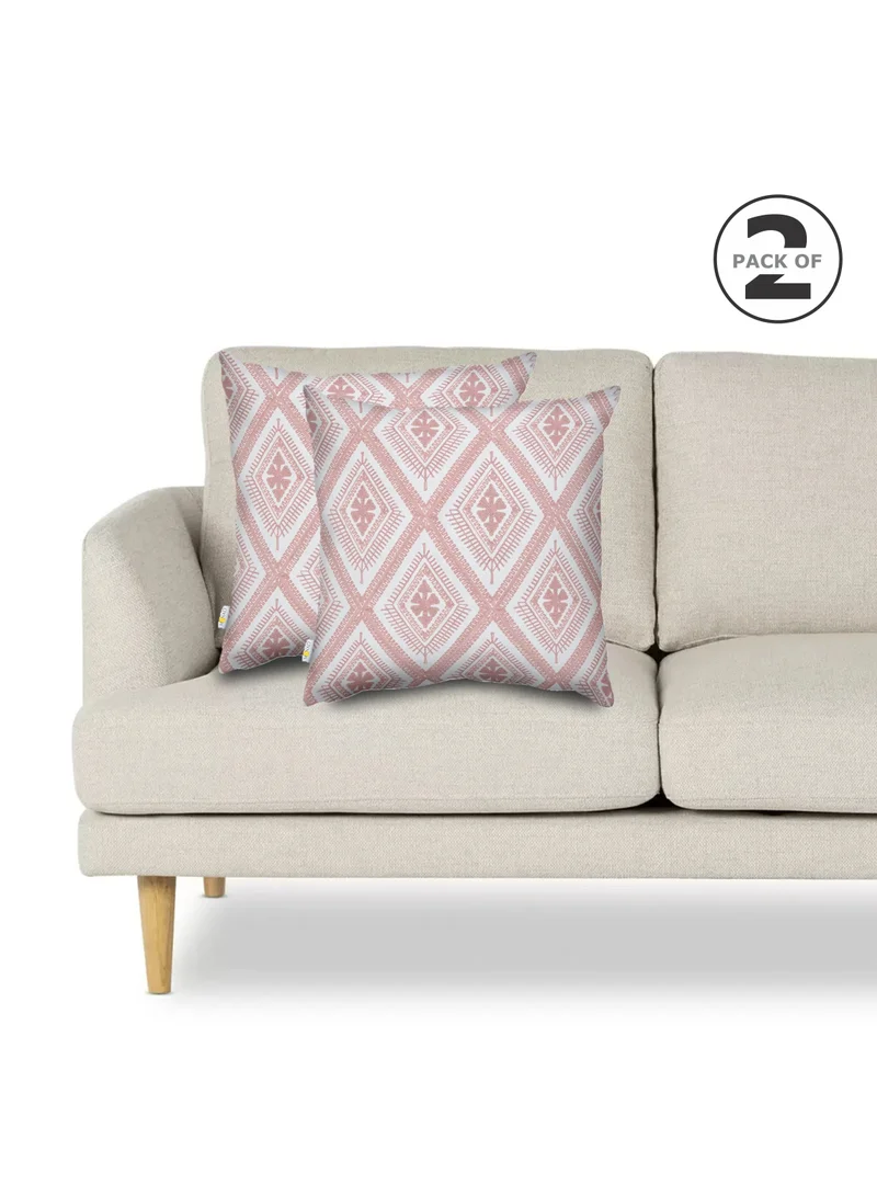Donetella 2 Piece Embroidered Cushion Cover (45X45cm) Without Filler Pinkish Grey