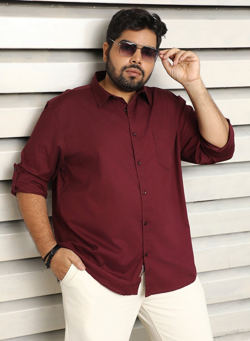 هاي ستار قميص رجالي كاجوال قطن بقصة عادية وياقة سبيد بلون نبيتي - Image 1