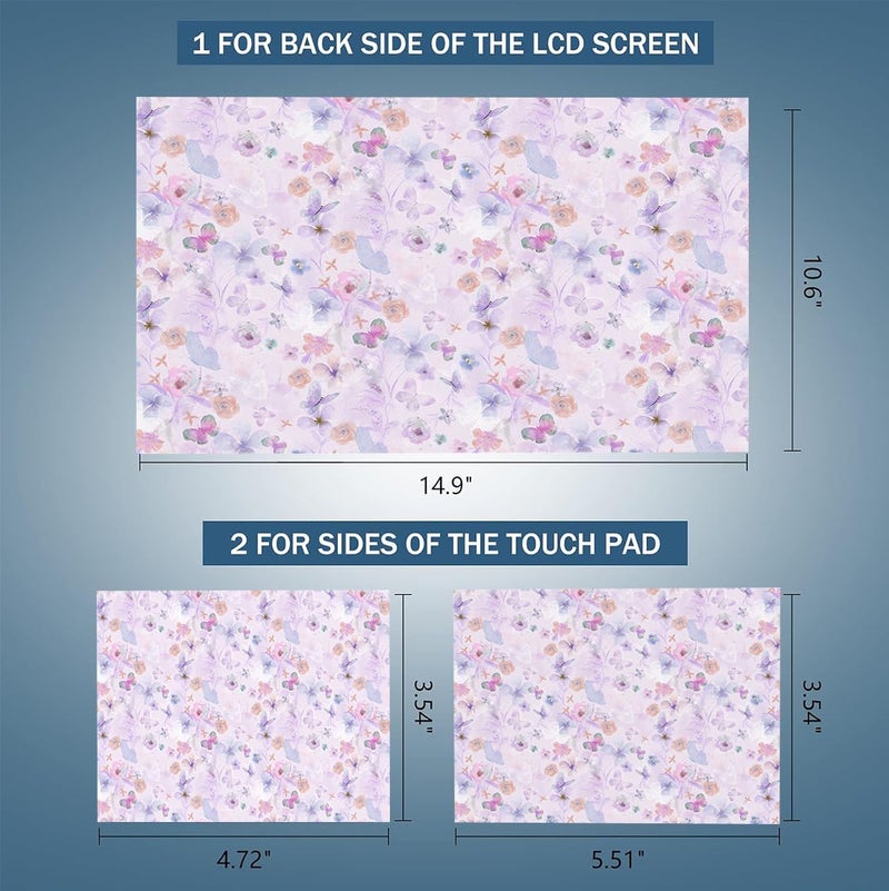 AORTDES Laptop Skin Sticker 12.1 13 13.3 14 15 15.6 Inches Netbook Sticker Decal Reusable Universal Notebook PC Art Personalized Protector by (AD-NEK-77 Flowers & Butterflies) - Image 2