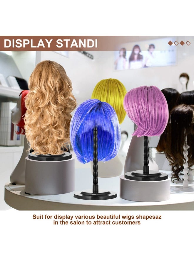 Reginary 8 Pieces Wig Holder Wig Head Stand Wig Stand For Styling 13.8 Inch Wigs Portable Hat Display Stand Travel Wig Holder For Multiple Wigs Practice Hat Diy Stand Head Stand Non Slip Stable (Black)  - Image 5