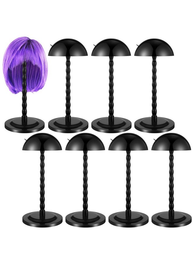Reginary 8 Pieces Wig Holder Wig Head Stand Wig Stand For Styling 13.8 Inch Wigs Portable Hat Display Stand Travel Wig Holder For Multiple Wigs Practice Hat Diy Stand Head Stand Non Slip Stable (Black)  - Image 2